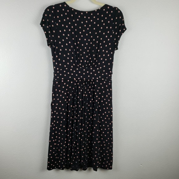 Boden Women's 4 Petite Amelie Jersey Dress Black With Pink Polka Dot Cap Sleeve - Picture 9 of 10